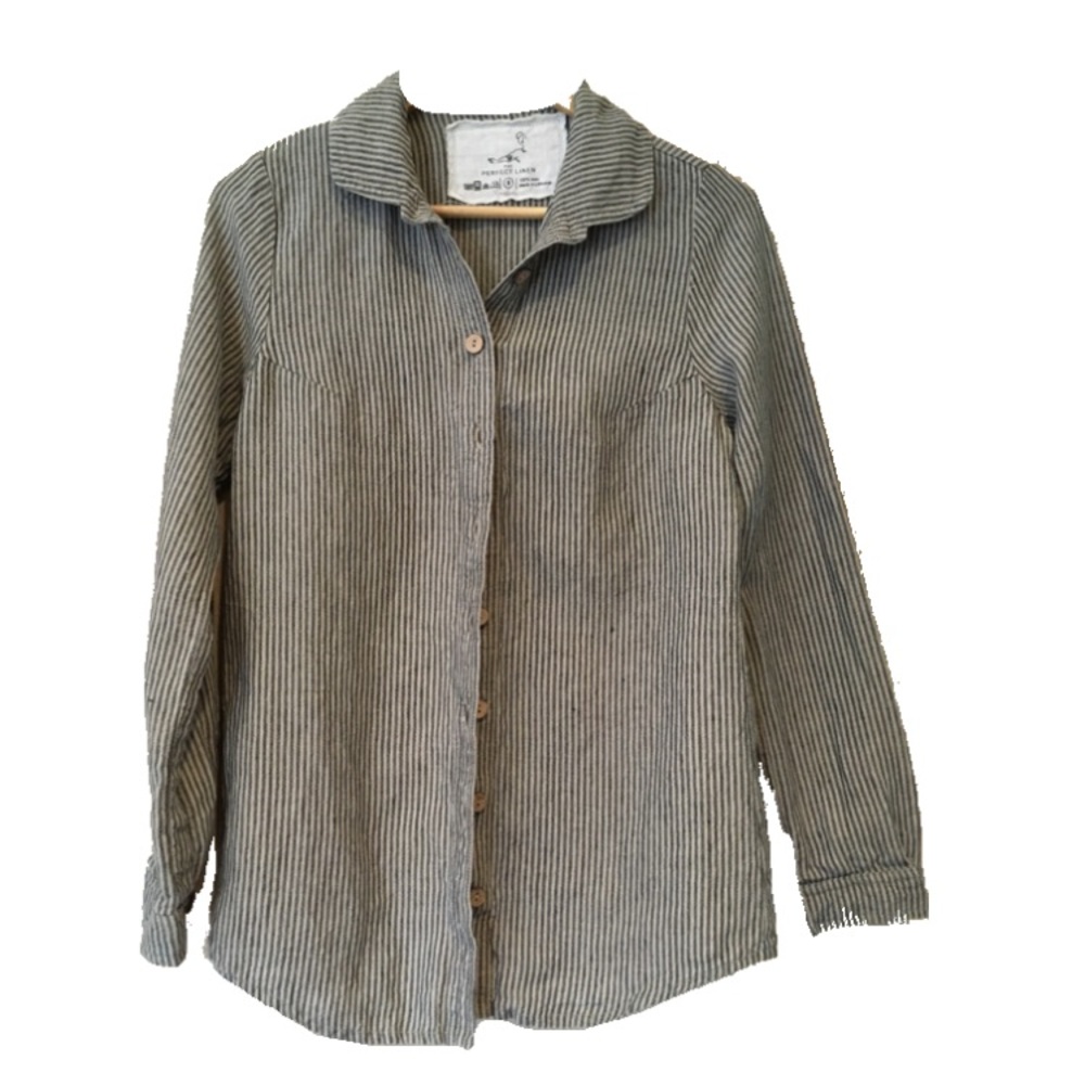 NWOT Not Perfect Linen Marle stripe shirt